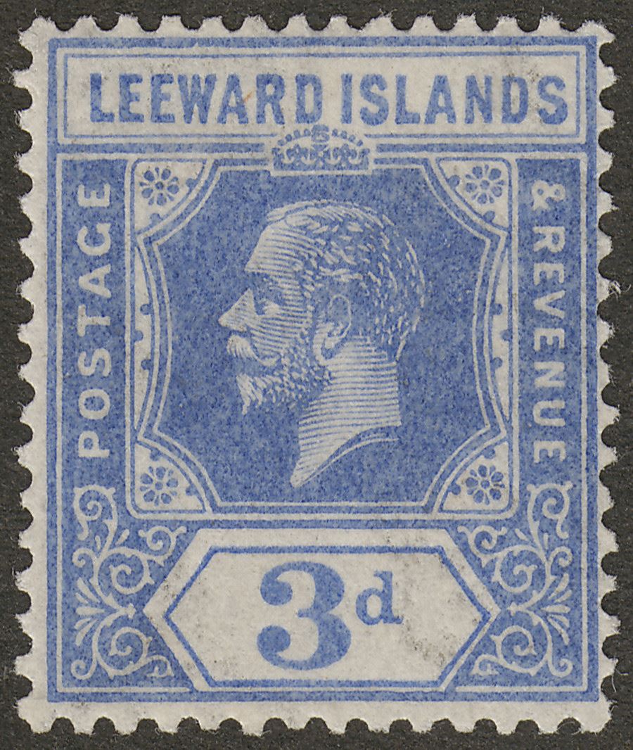 Leeward Islands 1923 KGV 3d Light Ultramarine Mint SG68