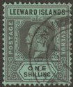 Click for more photos and details Leeward Islands 1913 KGV 1sh Grey and Black on Green Used SG54