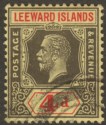 Click for more photos and details Leeward Islands 1924 KGV 4d Black and Red on Pale Yellow Used SG70