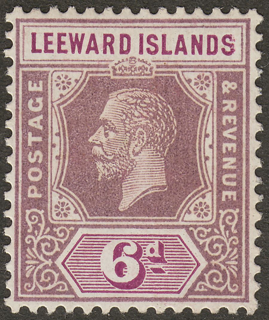 Leeward Islands 1923 KGV 6d Dull and Bright Purple Mint SG72