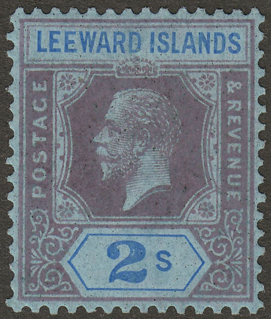 Leeward Islands 1922 KGV 2sh Purple and Blue on Blue Mint SG74