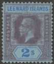 Click for more photos and details Leeward Islands 1922 KGV 2sh Purple and Blue on Blue Mint SG74