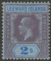 Click for more photos and details Leeward Islands 1922 KGV 2sh Purple and Blue on Blue Mint SG55