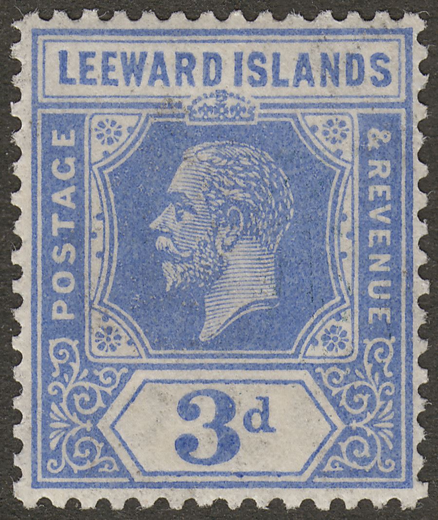 Leeward Islands 1923 KGV 3d Light Ultramarine Mint SG68