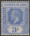 Click for more photos and details Leeward Islands 1923 KGV 3d Light Ultramarine Mint SG68