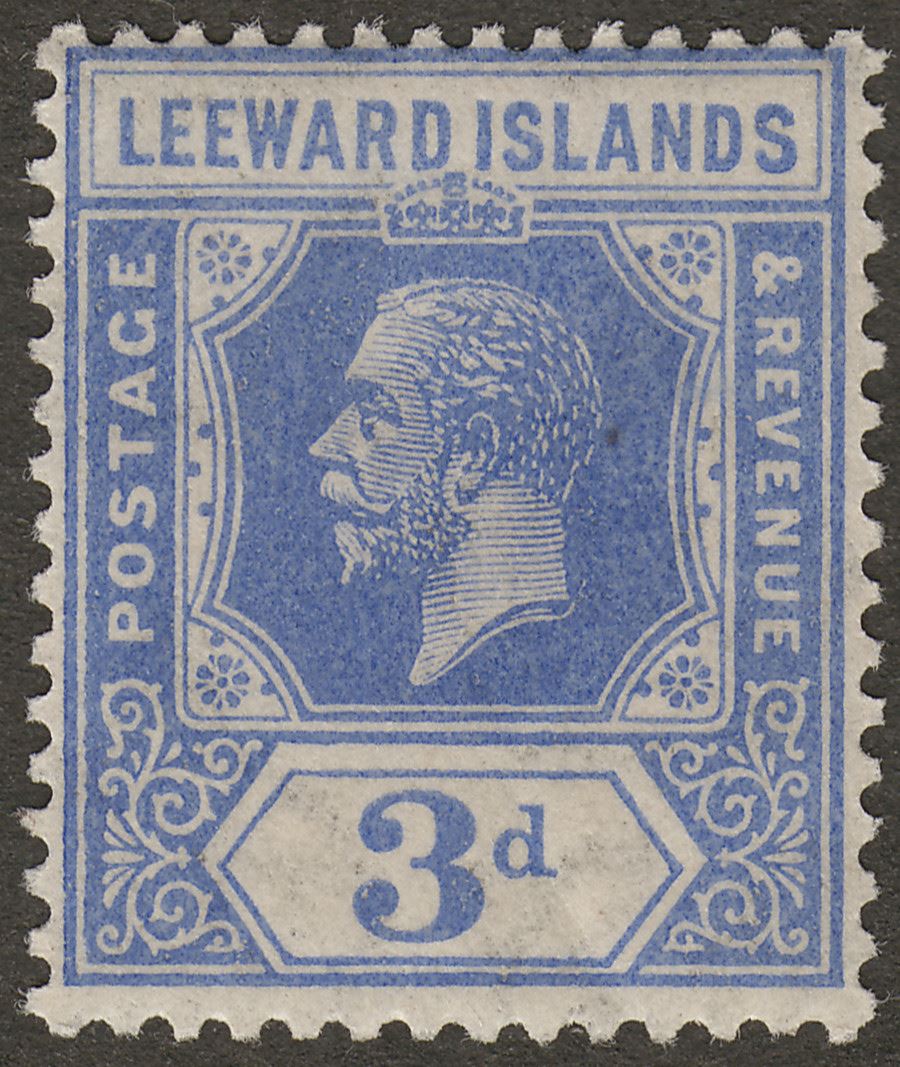 Leeward Islands 1923 KGV 3d Light Ultramarine Mint SG68