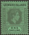 Click for more photos and details Leeward Islands 1942 KGVI 1sh Grey and Black on Emerald Ordinary Mint SG110ba