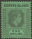 Leeward Islands 1942 KGVI 1sh Grey and Black on Emerald Ordinary Mint SG110ba