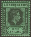 Leeward Islands 1942 KGVI 1sh Black on Emerald Ordinary Mint SG110b