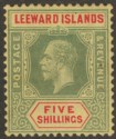 Click for more photos and details Leeward Islands 1920 KGV 5sh Pale Green and Red on Orange-Buff Mint SG57c
