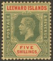 Click for more photos and details Leeward Islands 1914 KGV 5sh Green and Red on Yellow Mint SG57