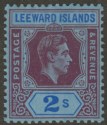 Click for more photos and details Leeward Islands 1938 KGVI 2sh Deep Purple and Blue on Blue Chalky Mint SG111