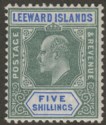 Leeward Islands 1902 KEVII 5sh Green and Blue Mint SG28