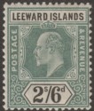 Click for more photos and details Leeward Islands 1902 KEVII 2sh6d Green and Black Mint SG27