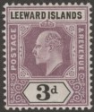 Leeward Islands 1905 KEVII 3d Dull Purple and Black on Ordinary Paper Mint SG33