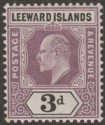 Click for more photos and details Leeward Islands 1905 KEVII 3d Dull Purple and Black on Ordinary Paper Mint SG33