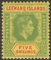 Leeward Islands 1938 KGVI 5sh Green and Red on Yellow Mint SG112