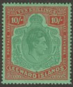 Click for more photos and details Leeward Islands 1944 KGVI 10sh Deep Green and Dp Vermilion Ord Paper Mint SG113c