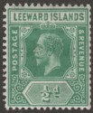 Click for more photos and details Leeward Islands 1931 KGV ½d Blue-Green Die I Mint SG82