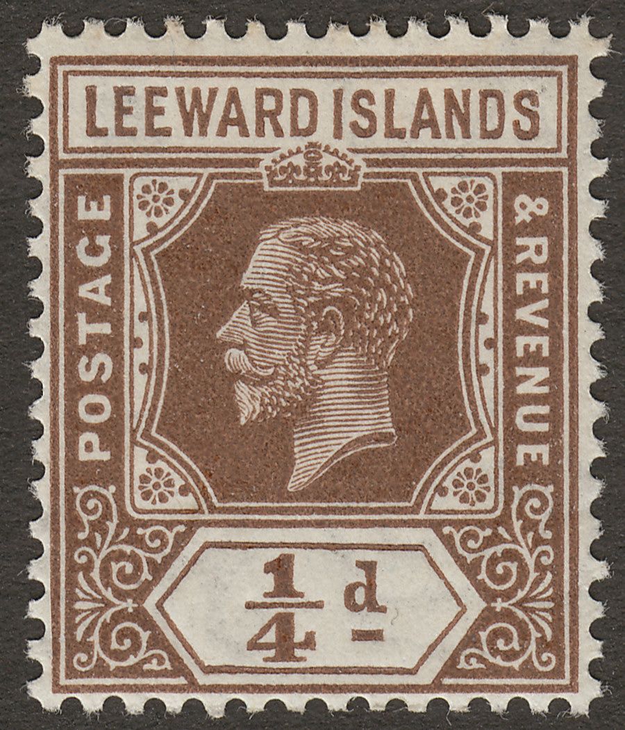 Leeward Islands 1931 KGV ¼d Brown Die I Mint SG81