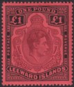 Leeward Islands 1938 KGVI £1 Purple and Black on Brick-Red p14 Mint SG114