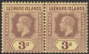 Click for more photos and details Leeward Islands 1920 KGV 3d on Orange-Buff Pair w Damaged d Variety Mint SG51d