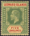 Click for more photos and details Leeward Islands 1915 KGV 5sh Green and Red on Lemon Mint SG57b cat £55