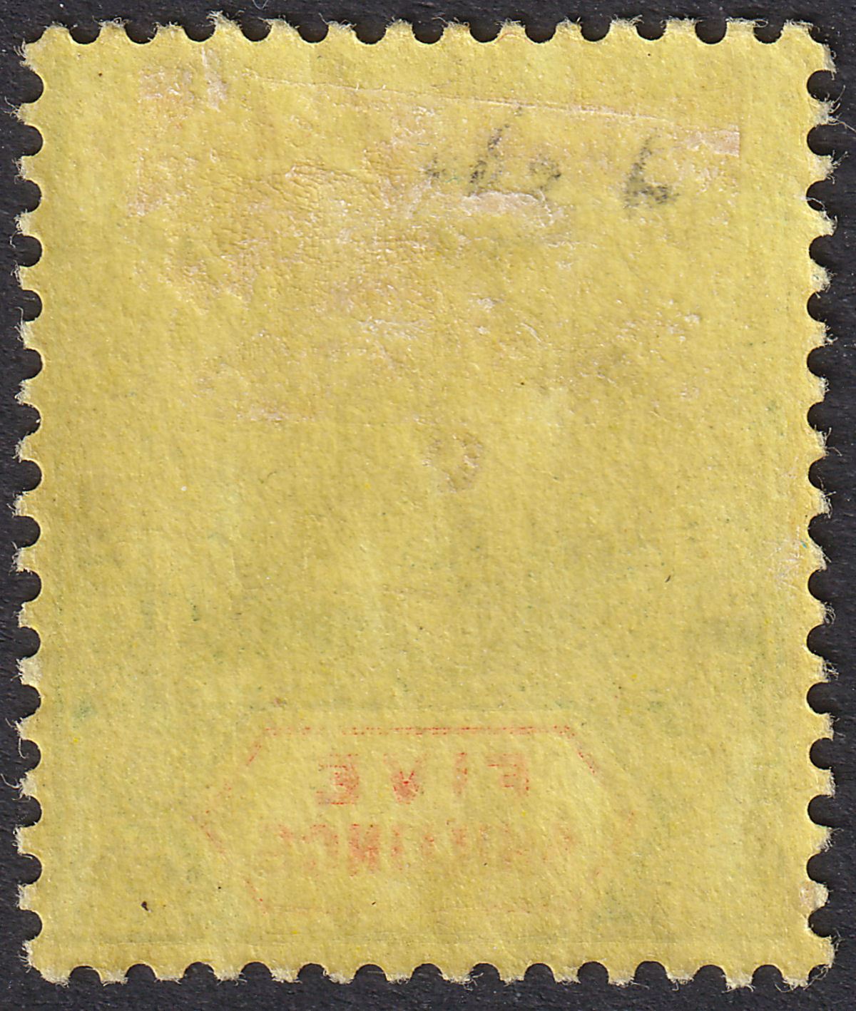 Leeward Islands 1915 KGV 5sh Green and Red on Lemon Mint SG57b