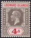 Click for more photos and details Leeward Islands 1922 KGV 4sh Grey-Black and Red Mint SG77 cat £25