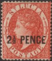 Click for more photos and details St Lucia 1881 QV 2½d Brown-Red Surcharge Mint SG24 cat £60