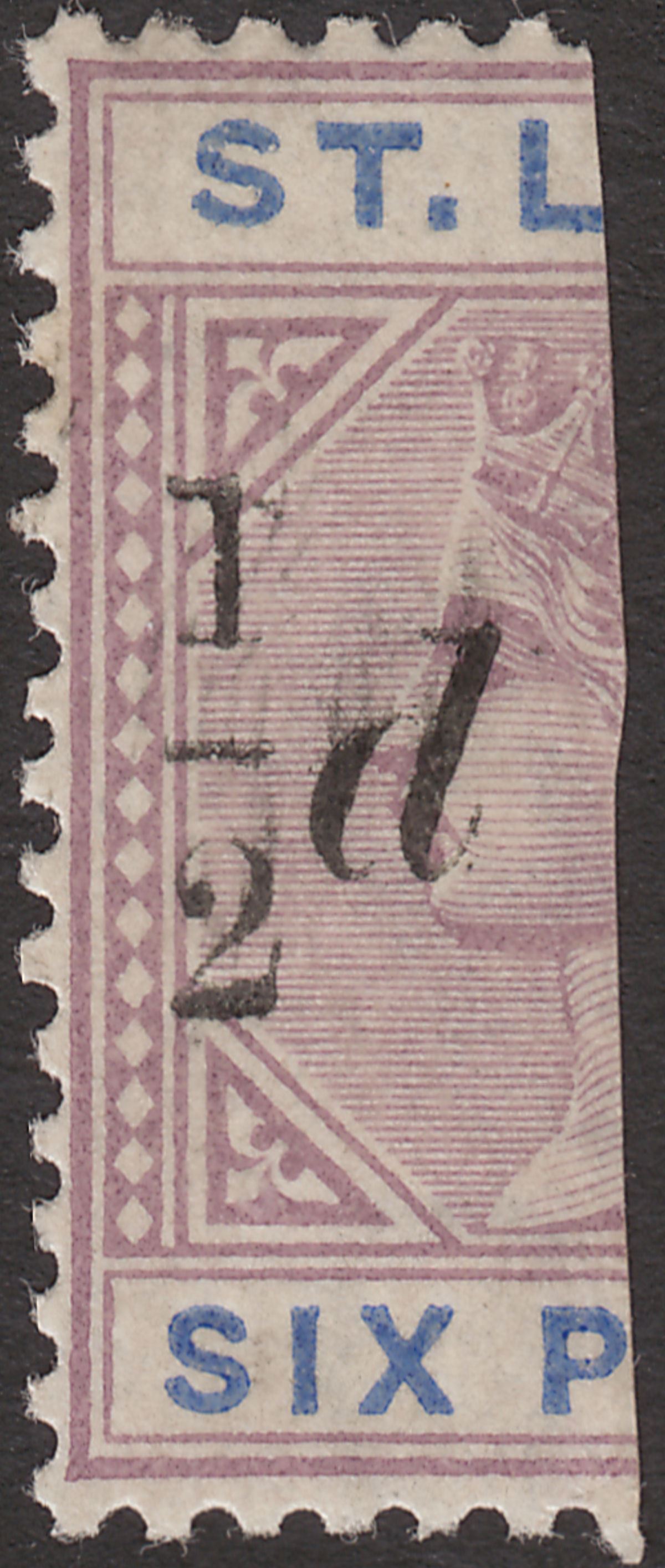 St Lucia 1891 QV ½d Surcharge on Half 6d Mauve and Blue Mint SG54 cat £35