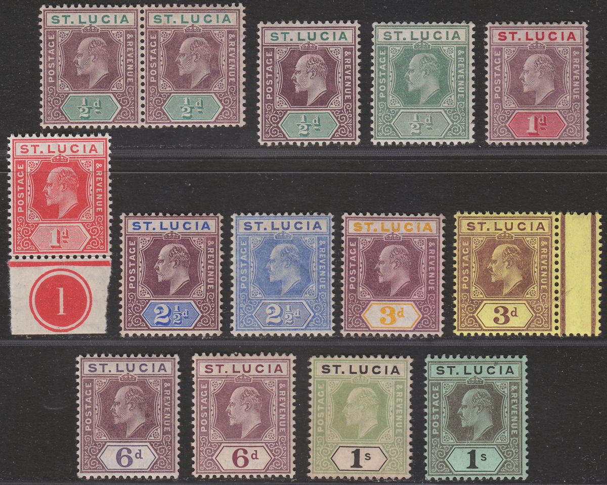 St Lucia 1904-10 King Edward VII Set to 1sh Mostly Mint SG64-75 inc SG73