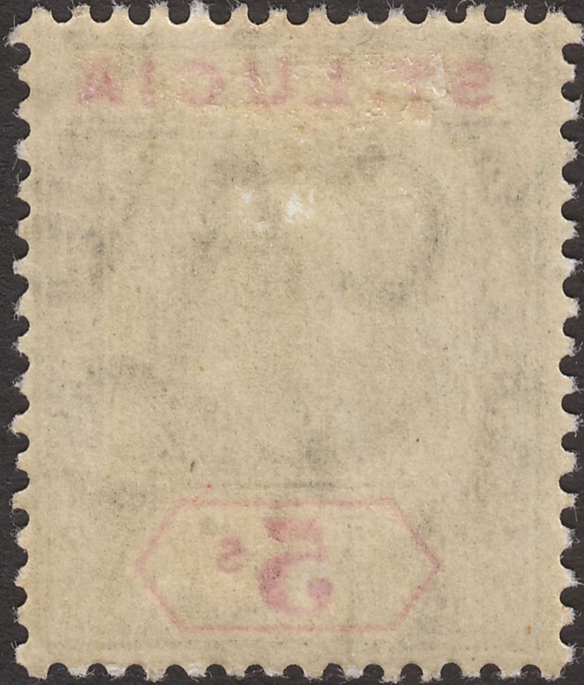 St Lucia 1905 KEVII 5sh Green and Carmine Mint SG76 cat £90