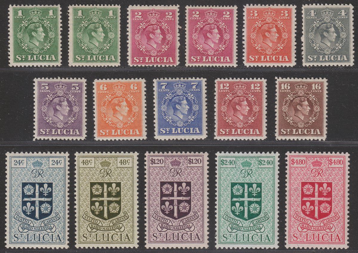 St Lucia 1949 King George VI Set Mint SG146-159 cat £50
