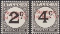 Click for more photos and details St Lucia 1967 QEII Postage Due Statehood Overprint 2c + 4c UM Mint SG footnote