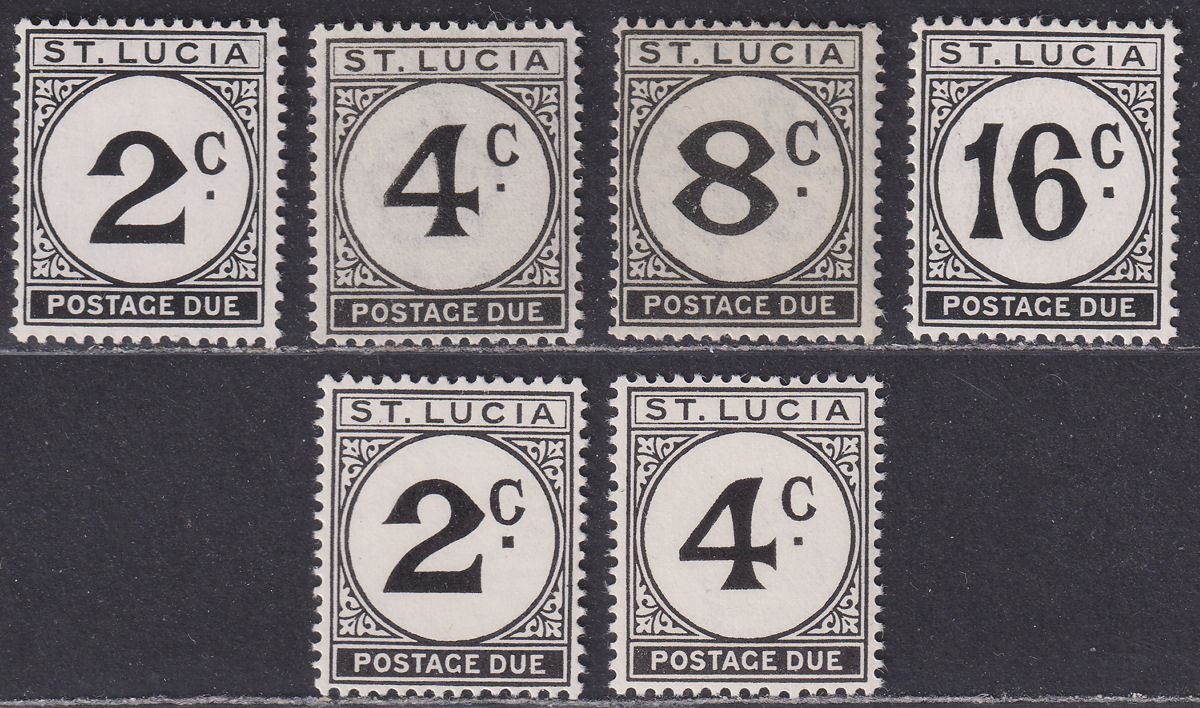 St Lucia 1949-65 KGVI Postage Due Selection to 16c Mint