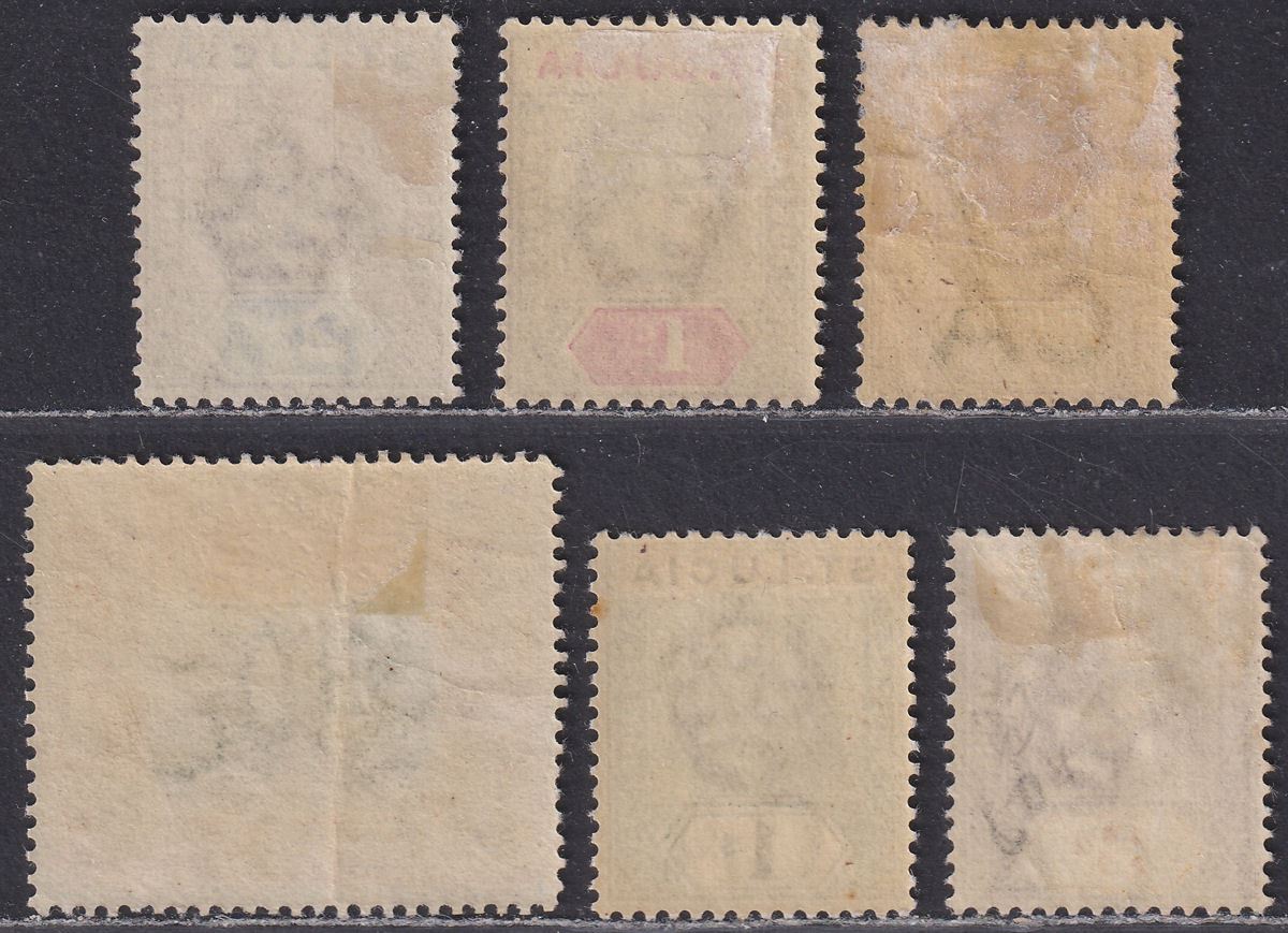 St Lucia 1902 KEVII wmk Crown CA Set Mint SG58-62 + Discovery 2d cat £88 faults