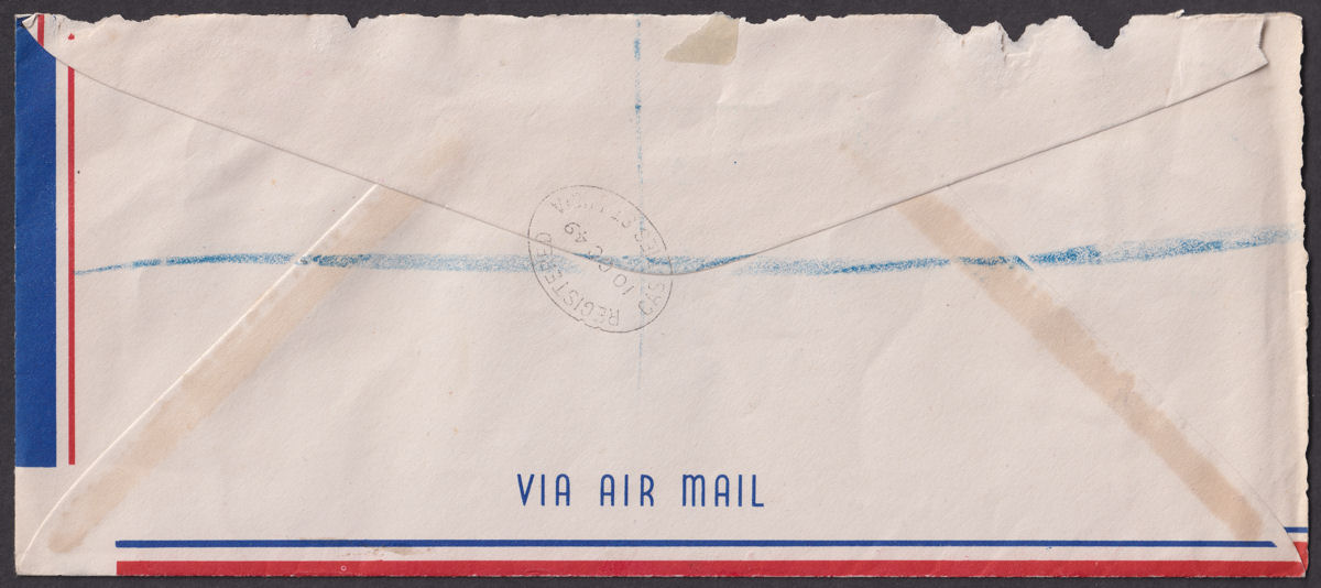 St Lucia 1949 KGVI 75th Anniv of UPU Registered Airmail First Day Cover to UK