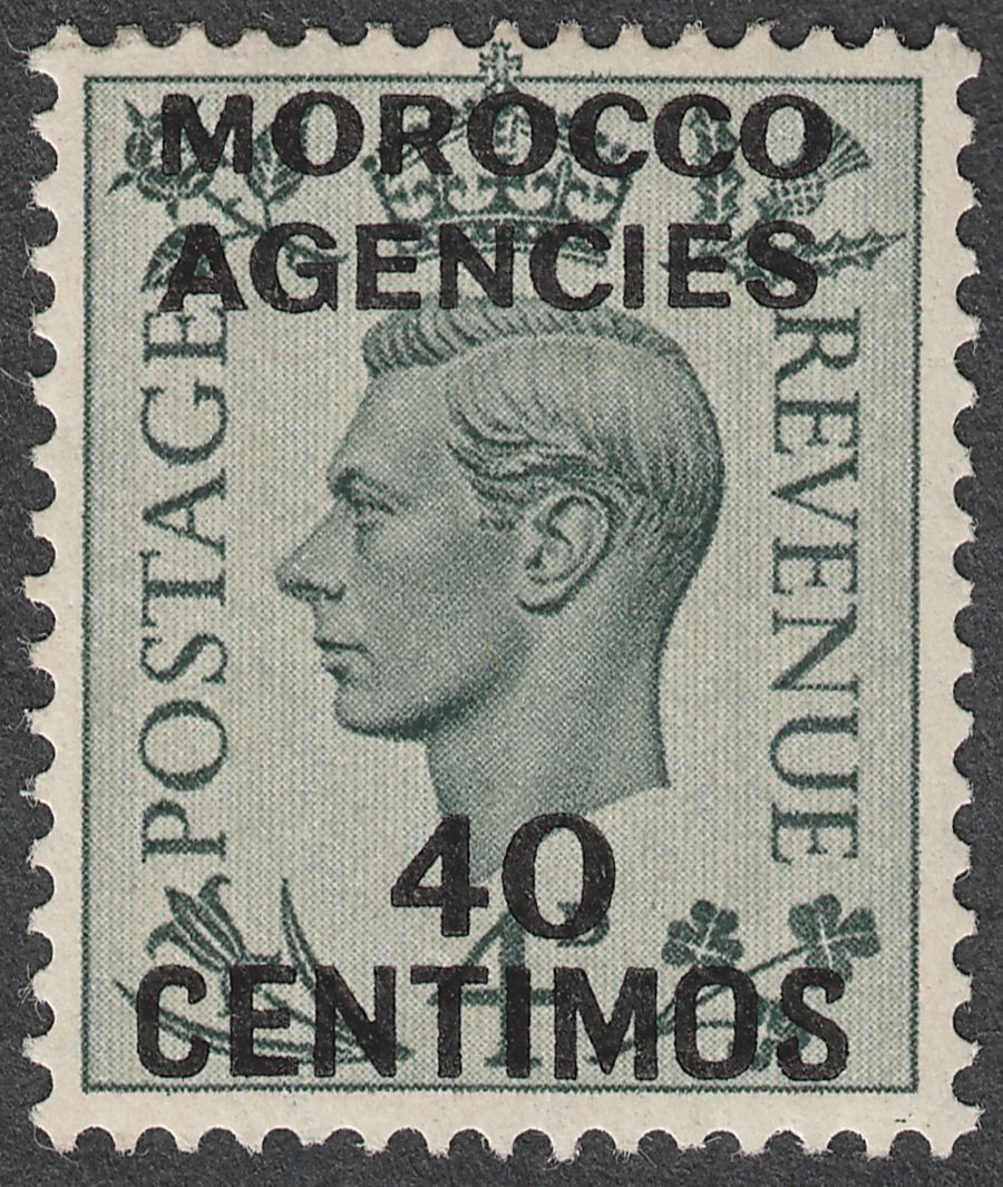 Morocco Agencies Spanish 1940 KGVI 40c on 4d Grey-Green Mint SG169