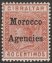 Click for more photos and details Morocco Agencies 1899 QV Overprint on Gibraltar 40c Orange-Brown Mint SG13