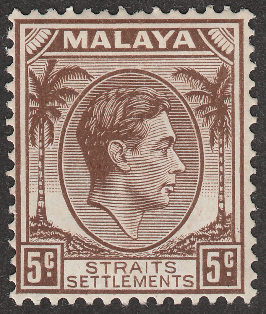 Malaya Straits Settlements 1939 KGVI 5c Brown Die II Mint SG297