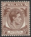 Click for more photos and details Malaya Straits Settlements 1939 KGVI 5c Brown Die II Mint SG297