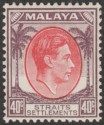 Malaya Straits Settlements 1937 KGVI 40c Scarlet and Dull Purple Mint SG288