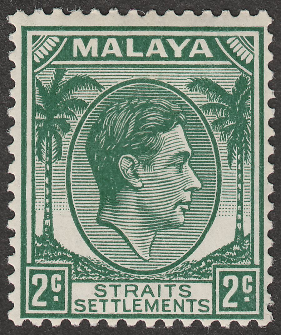 Malaya Straits Settlements 1938 KGVI 2c Green Die II Mint SG293