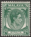 Click for more photos and details Malaya Straits Settlements 1938 KGVI 2c Green Die II Mint SG293