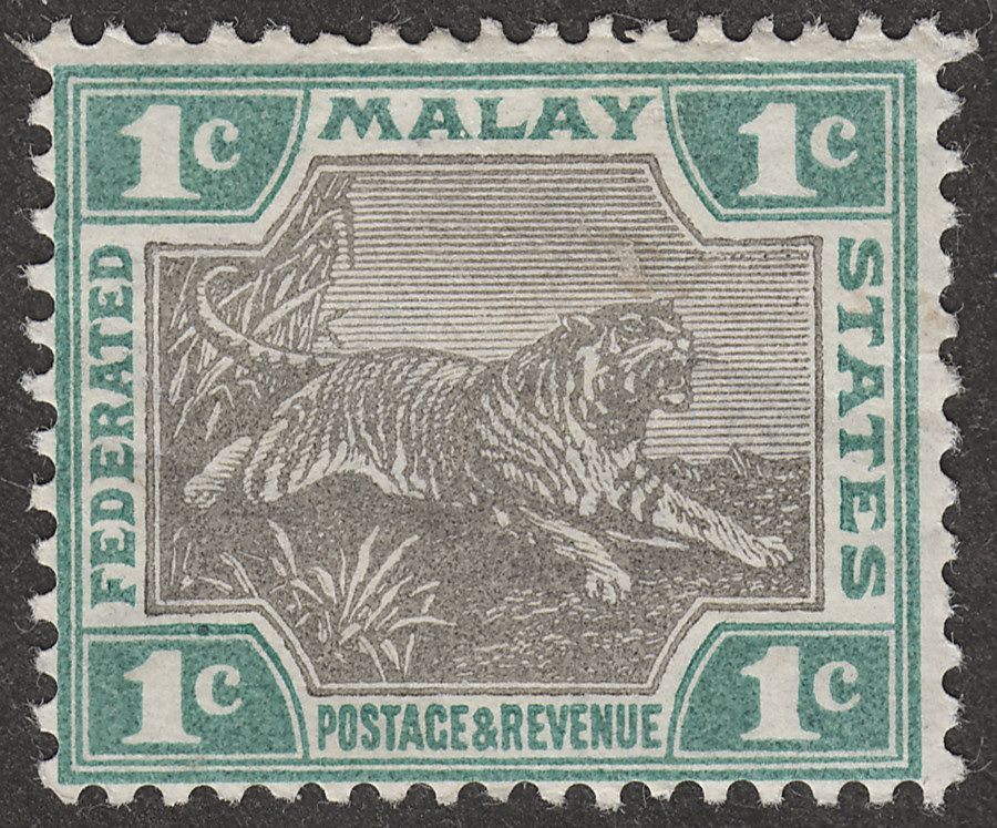 Federated Malay States 1901 Tiger 1c Grey and Green Mint SG15a