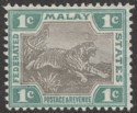Click for more photos and details Federated Malay States 1901 Tiger 1c Grey and Green Mint SG15a
