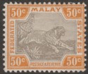 Click for more photos and details Federated Malay States 1906 Tiger 50c Grey-Brown and Orange-Brown Mint SG47c