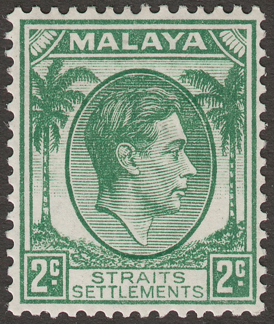 Malaya Straits Settlements 1937 KGVI 2c Green Die I Mint SG279
