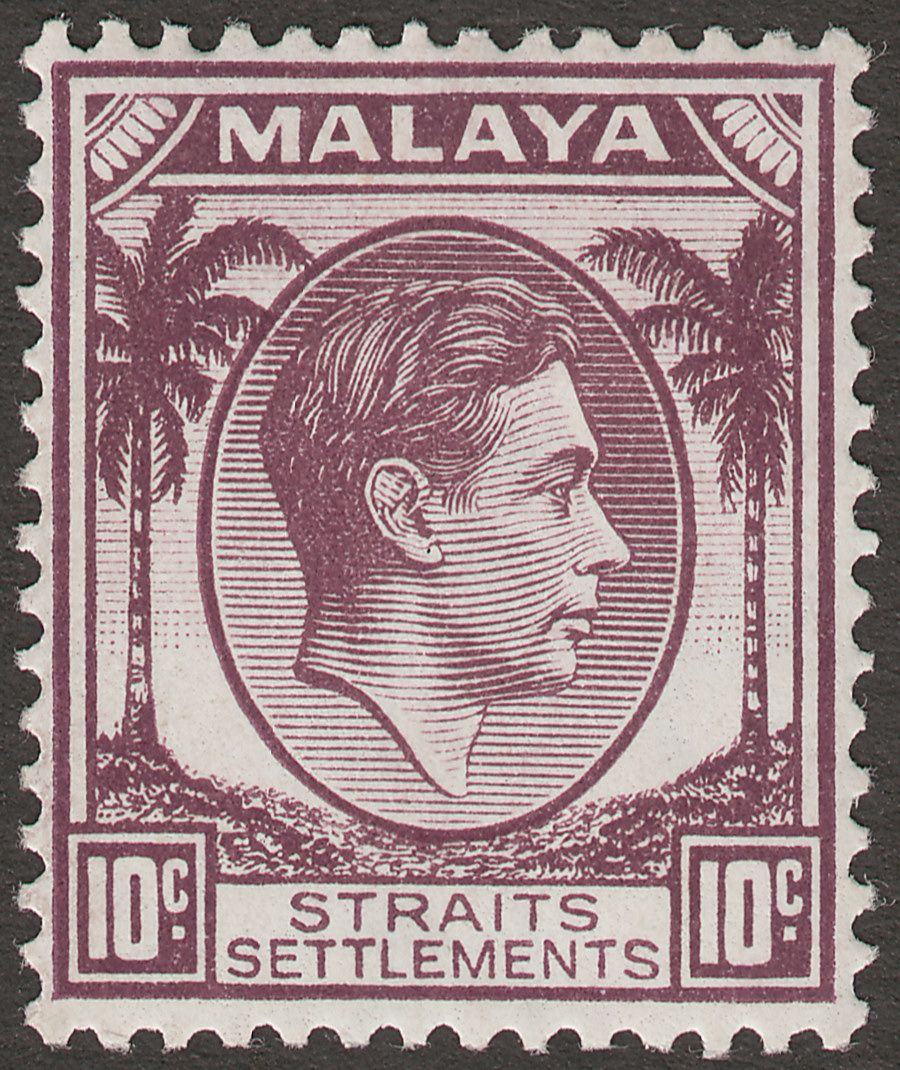 Malaya Straits Settlements 1937 KGVI 10c Dull Purple Mint SG284
